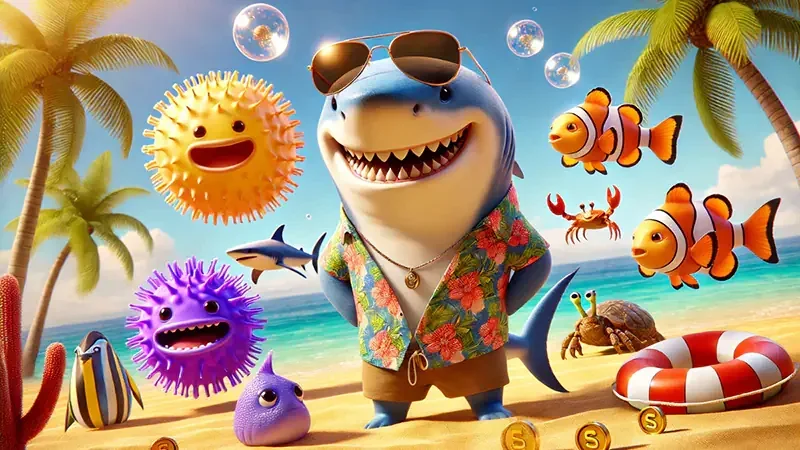 Layar permainan tembak ikan dengan suasana bawah laut